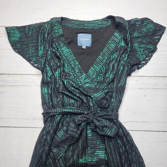 ModCloth Your Time to Shine Maxi Dress Emerald Green Black Metallic Stripe Small - Picture 5 of 11